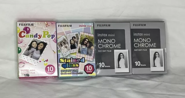 Fuji Film Instax Mini Stained Glass Candy Pop Mini Chrome 10 Ex Lot Of 4 #670