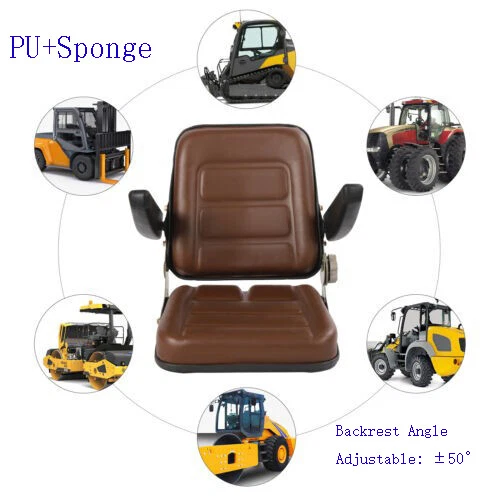 Universal PU Forklift Tractor Seat With Armrest For Dumper Forklift Mower Digger