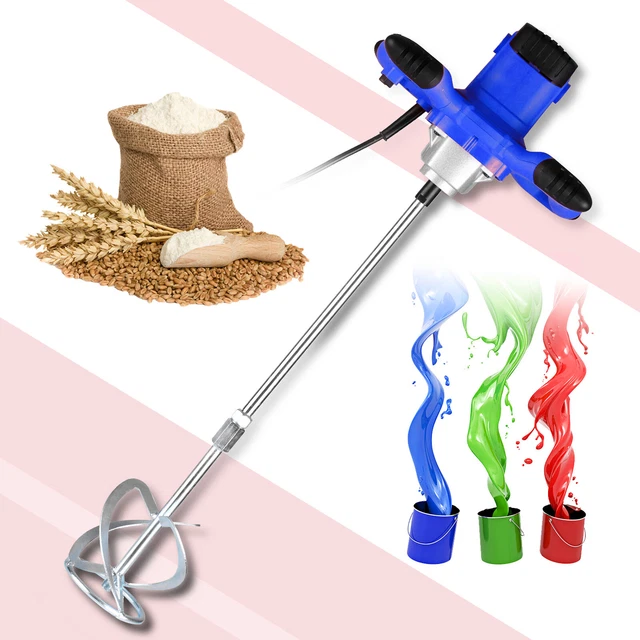 ELECTRIC PLASTER PADDLE Mixer Mortar Paint Cement Stirrer Whisk 6 Speed