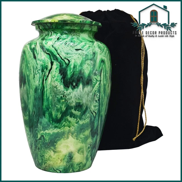 Urna per cremazione per adulti dal bellissimo design verde per ceneri umane...