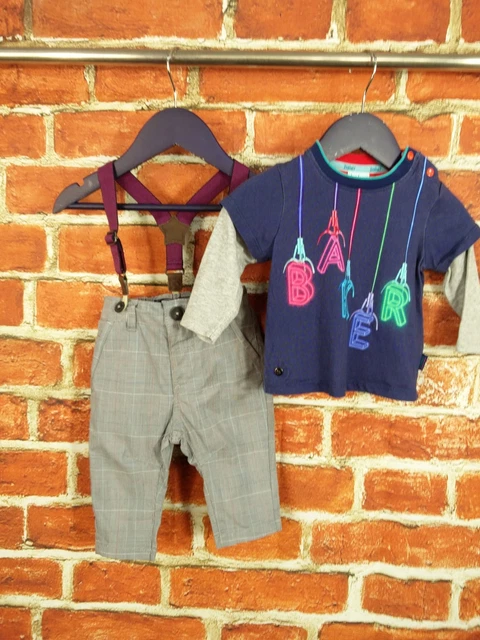 Bundle Bambino Età 3-6 Mesi Next Ted Baker Pantaloni Bretelle Top T-Shirt 68Cm