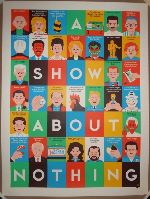 Dave Perillo A Show About Nothing Seinfeld Screen Print Poster #/150 Jerry BNG Dave Perillo A Show About Nothing Seinfeld Screen Print Poster #/150 Jerry BNG