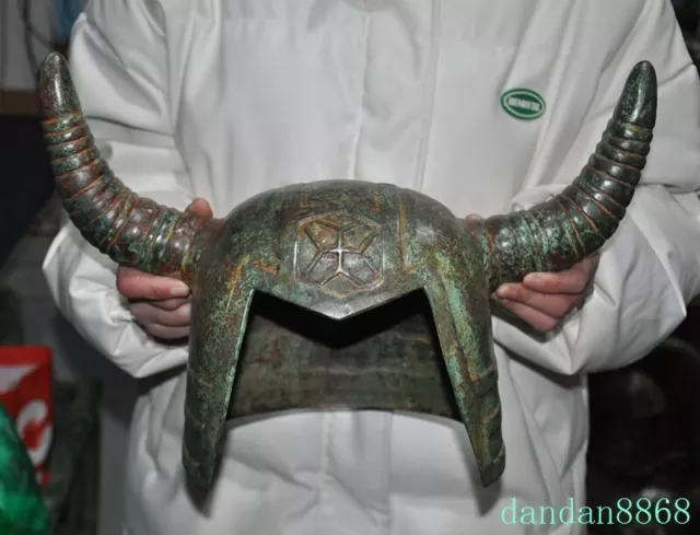 China bronze ware Ancient Feng Shui warrior Soldier armor bull's head helmet China bronze ware Ancient Feng Shui warrior Soldier armor bull's head helmet
