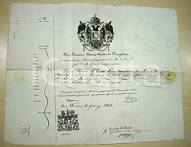 1821 RISORGIMENTO Lasciapassare Marchese di SAN MARZANO