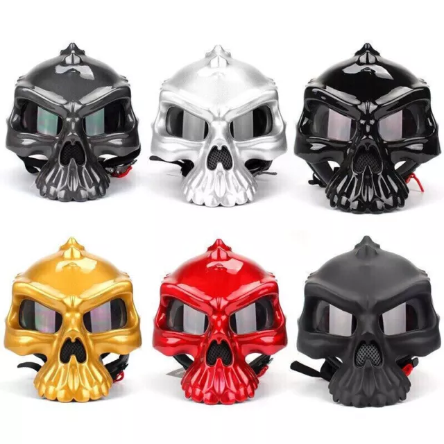 Motorcycle Skull Helmet Half Open Face Helmets with Visor Street Racing Touring