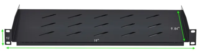 2 pack - Cantilever Server Shelf Vented Rack Mount 19" 1U Black 10" (250mm) deep 2