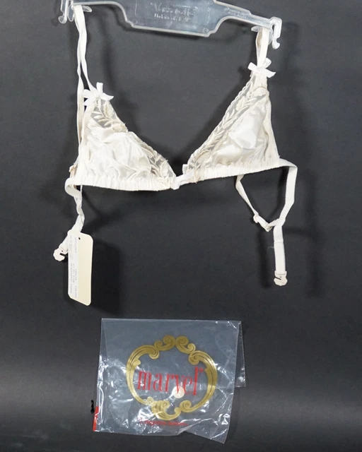 Originale Vintage Marvel Donna Reggiseno 100% Seta Taglia 0 Beige Con Confezione