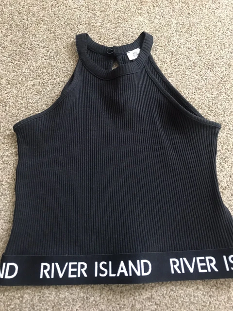 River island hirls black ribbed top age 11-12 years