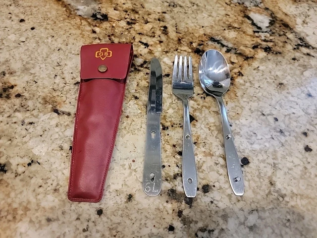 Gs Mess Kit VINTAGE 1960S GIRL Scouts Camping Mess Kit Set Red Case Utensils GS ...