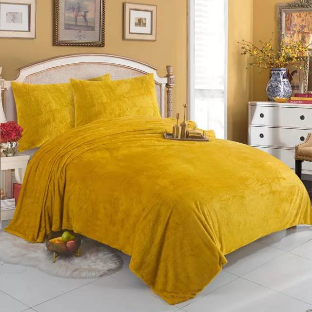 ROOEE Teddy Bear Fleece Duvet Cover Quilt Soft Cosy Bedding Set & Pillowcases