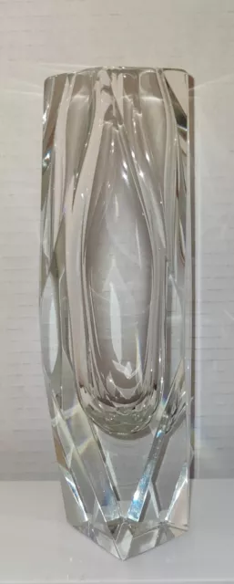 Art Glass Faceted Vase Clear Sommerso Unmarked Mantel