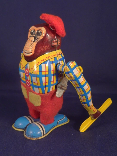 Singe Musicien Jouet Mécanique Ancien CARL - Cymbales - Fabrication Française