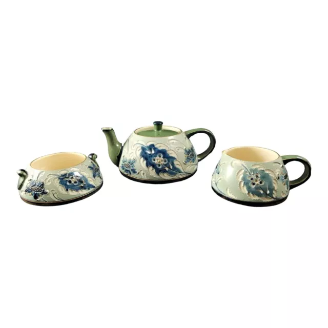 Antique James Macintyre & Co. Gesso Faience tea set designed by Harry Barnard