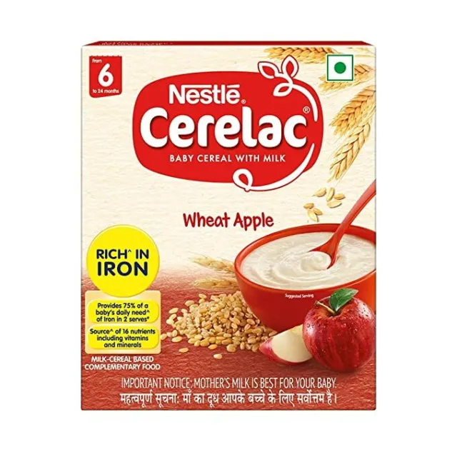 Nestlé Cerelac Bébé Céréale Avec Lait Blé Apple De 6 Mois 300g 311ml BIB