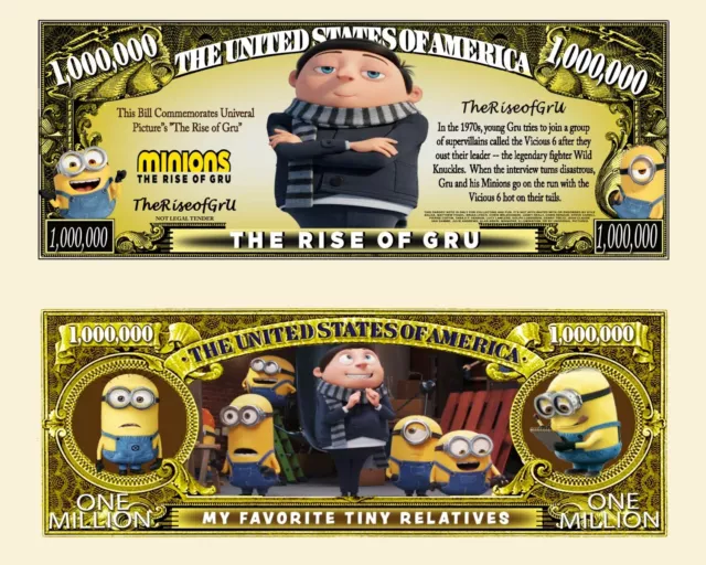 Les MINIONS BILLET MILLION DOLLAR US ! KEVIN STUART BOB GRU Dessin Animé Film 2