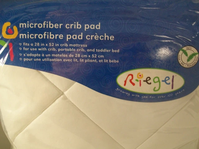 Almohadilla de colchón para cuna de bebé 28x52 ~ blanca ~ contaminante LIBRE NUEVA barra de microfibra