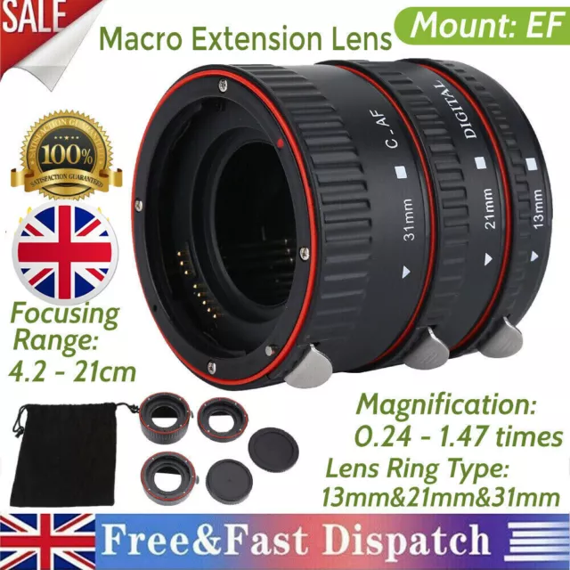 Macro Lens Extension Tube for Canon EF EF-S Camera Auto Focus TTL Ring Adapter