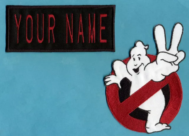 CHILD size Ghostbusters No Ghost 2  & Custom Name Tag Patch Set [Iron on backed]