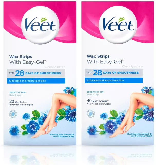 VEET Wax Gel Strips for Hair Removal on Legs, Body, Bikini, Arms & Underarms