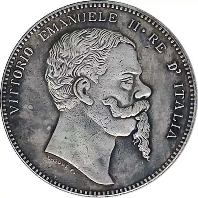 Moneta copia Italia 5 Lire 1861 Vittorio Emanuele II Firenze Savoia 37.25mm 24g