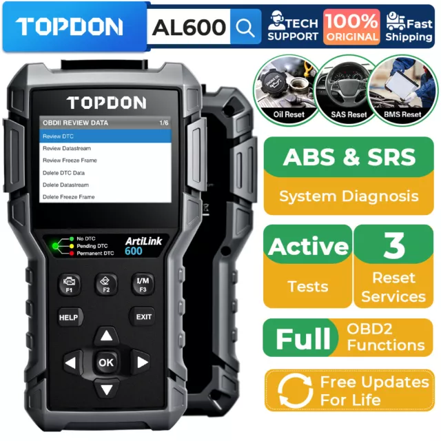 ABS Airbag SRS Reset Tool OBD2 Car Code Reader Scanner Diagnostic TOPDON AL600