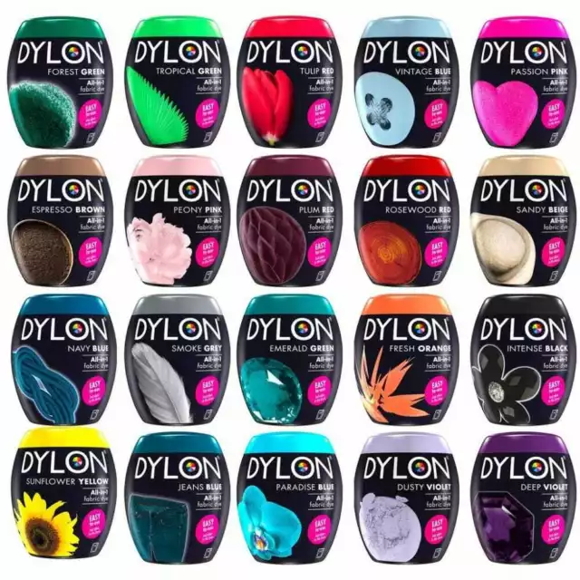 22 Colours Dylon Fabric & Clothes Dye, Dylon Machine / Hand Dye Black, Navy Blue