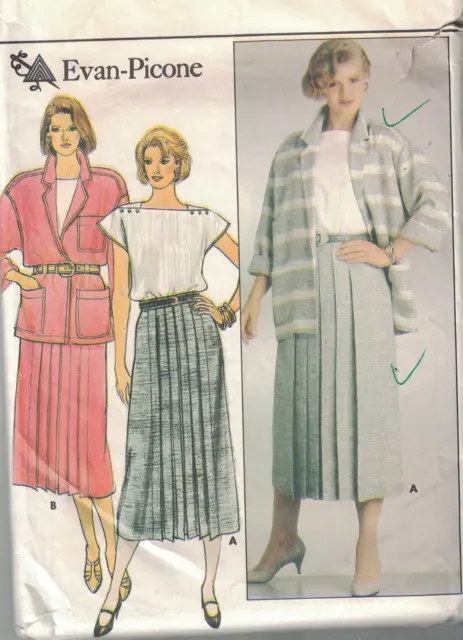 3176 Vintage Butterick Sewing Pattern Misses Loose Fitting Jacket Skirt Top FF