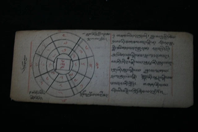 Vintage Mongolian Tibetan Buddhist Tantric Amulet Painting Leaf Mongolia 19-63