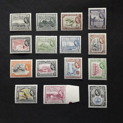COLONIE INGLESI GUYANA 1954/ ELISABETH SERIE C/TA DI 15 VAL INTEGRI MNH** 