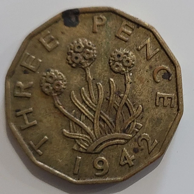 1942 UK Great Britain Three Pence Coin
