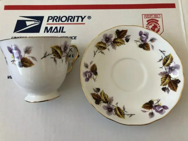 QUEEN ANNE Bone China Tea Cup & Saucer, Numbered w/ Beautiful Flowers England
