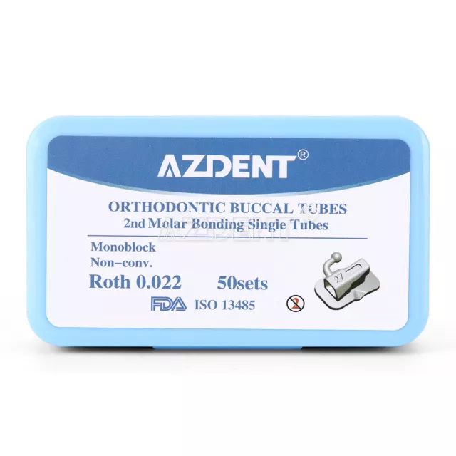 50juegos AZDENT Tubo Bucal Ortodoncia Dental Roth 0.022 2do Molar Monobloque