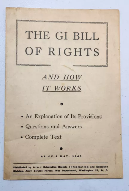 Vintage 1945 GI Bill Of Rights