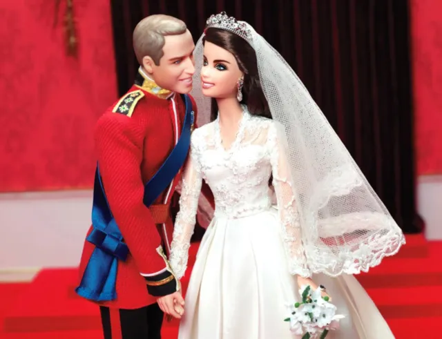 2012 WILLIAM & KATE Royal Wedding GOLD LABEL W3420 Barbie Ken NEW w/DISPLAY CASE