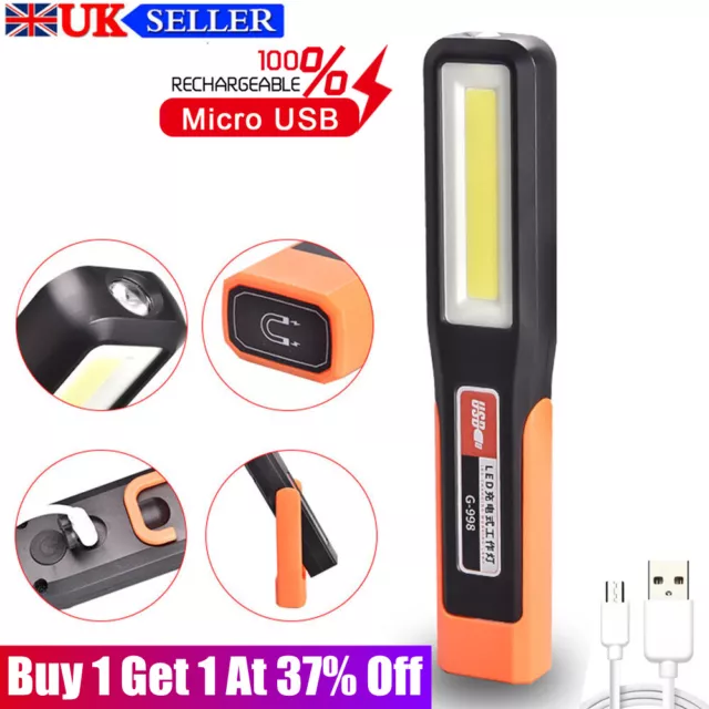 COB LED Work Light Car Mechanic USB Rechargeable Flashlight Torch Emergency Lamp