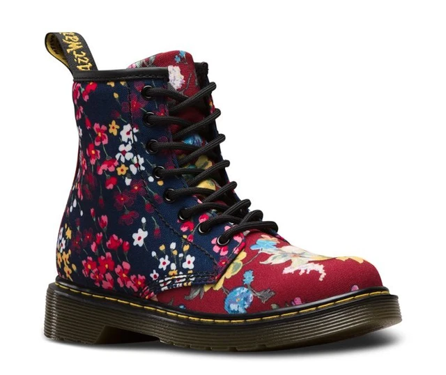 Dr Martens Chaussures 8 Trou Delaney Dk Rouge Indigo Flowers 22417608 Doc