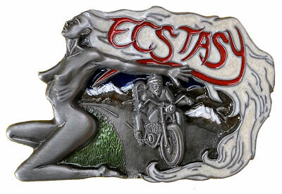 Ecstasy Belt Buckle with Belt, Biker, Nude, Love Drug, Freedom, Dragon Designs