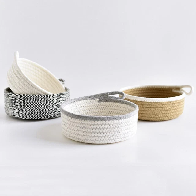 ROUND SMALL WOVEN Baskets Set Montessori Cotton Accessories for Bedroom