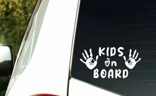 Pegatina para ventana de coche para niños a bordo. Vinilo negro o blanco. Calcomanía de coche. Letrero de coche para bebé