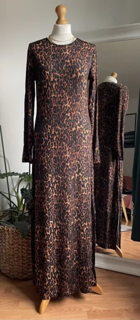 All Saints Katlyn Anita Maxi Dress Leopard Print Size 12 BNWT