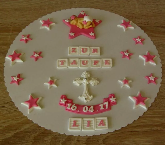 Tortendeko Baby Taufe Geburtstag Geburt Tortenaufleger Zuckerfigur Fondant Torte