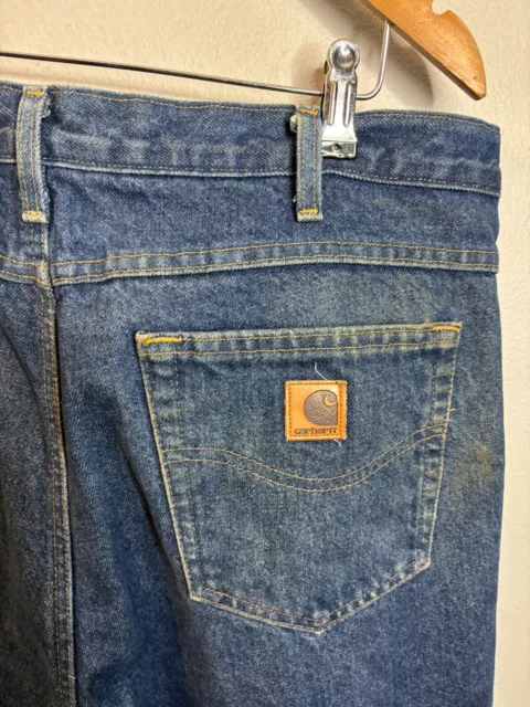 CARHARTT RELAXED FIT B21 DST Flannel Lined Blue Jeans Men's 36x30 673 ...