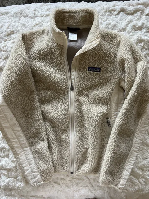 Patagonia Women's Full Zip Oatmeal Synchilla Fleece Sherpa Vintage Jacket Size S