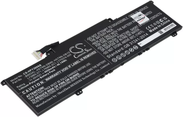 Akku kompatibel mit HP Typ BN03XL 11,55V 4050mAh/46,8Wh Li-Polymer Schwarz