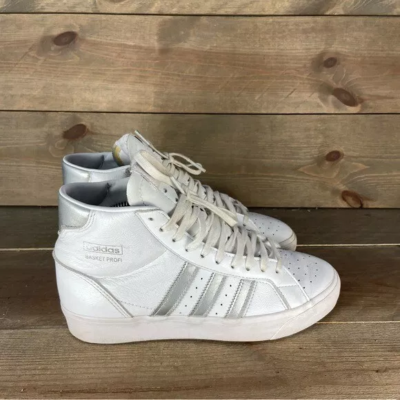 adidas orginals basket profi Womens size 7 shoes white leather hightop sneakers 2