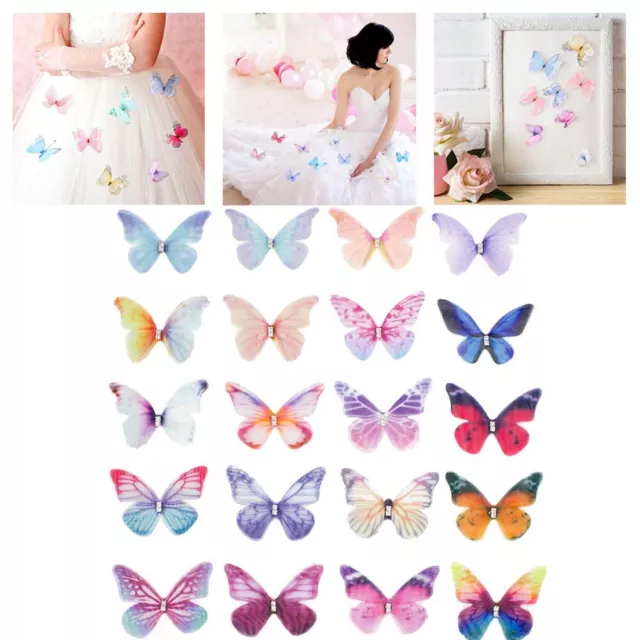 20x 3d Butterfly Shape  Embroidered Lace Applique Decoration Clothing Material