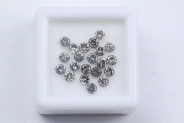 Lote de diamantes sueltos brillantes redondos de sal y pimienta gris claro...