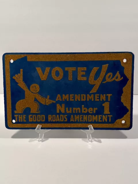 Vintage Pennsylvania License Plate PA Amendment #1 Good Roads REFLECTIVE 16 PICS