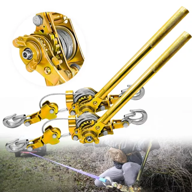 2PCS 2 Ton Come Along Winch, Heavy Duty Cable Puller, Rope Come Along Puller