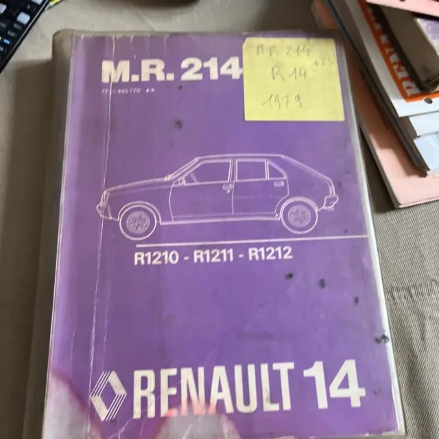 Manuel reparation ATELIER RENAULT 14 MR 214 MECANIQUE R 1210 1211 1212 1979